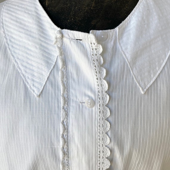 Vintage White Blouse French Cotton  crisp with la… - image 7