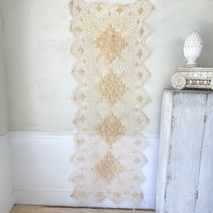 Handmade  Antique Lace Table Runner textile light and airy  hand work eco-friendly