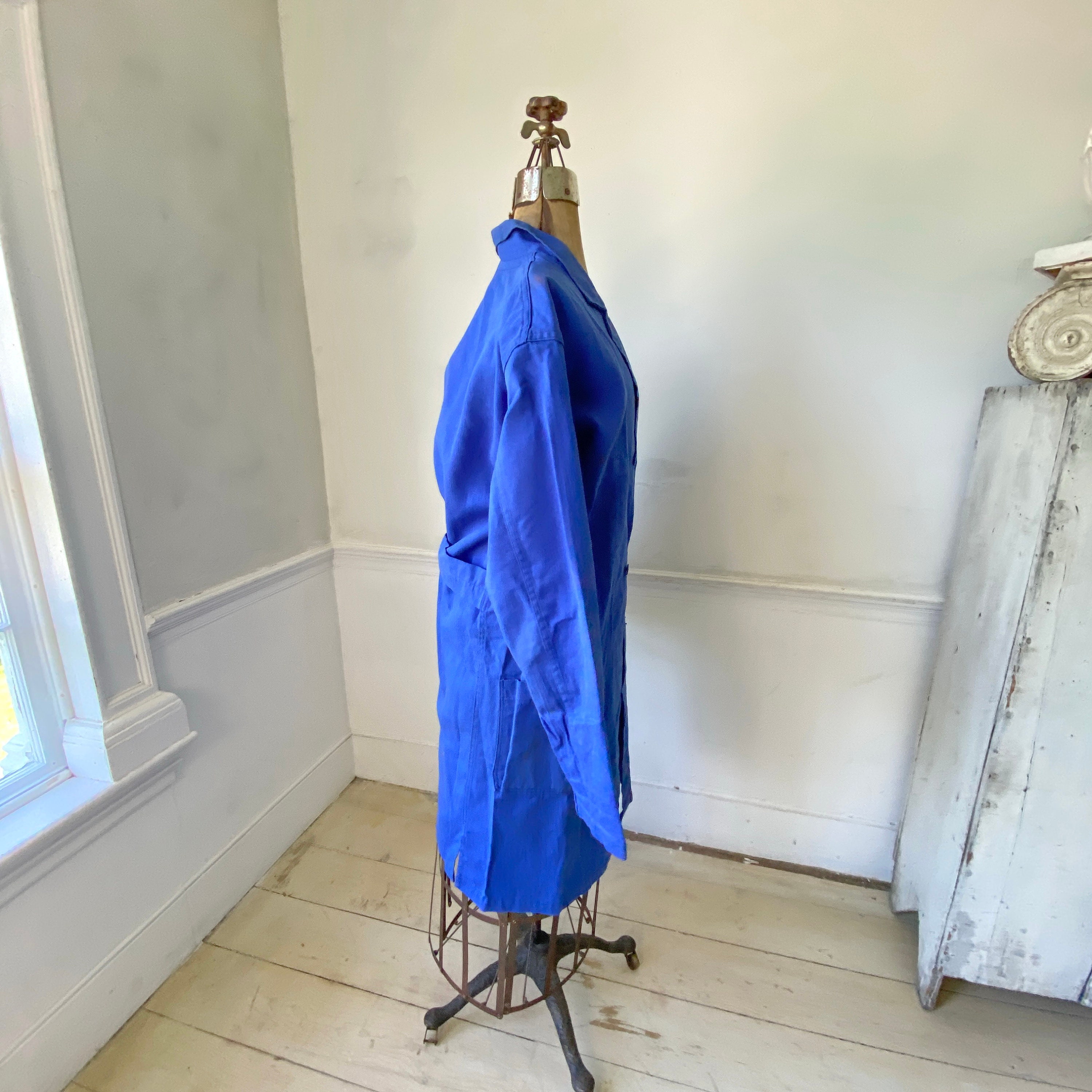 LONG Lab French Workwear Work Wear Chore Jacket Coat Blue Clothing