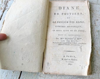 c1807 French Book Diane de Poitiers Historical Comedy Napoleon Empire Theatre Literature Antique Volume Decorative Library