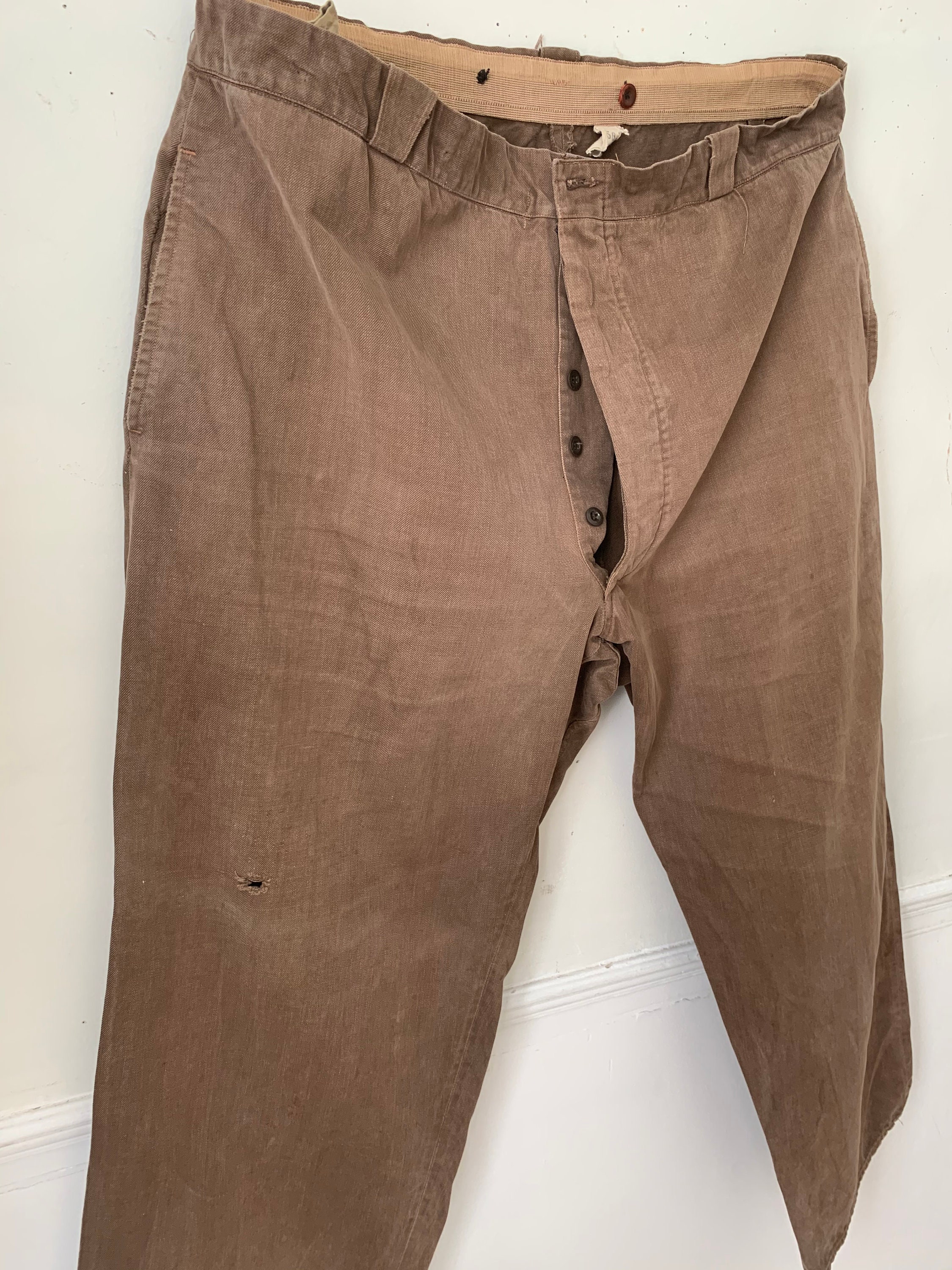 【Deadstock】 50s French Cotton Work Pants Deadstock Original 1950s French Workwear Trousers by 'Le Doyen'