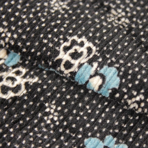 Vintage French Fabric Floral with black ground and soft ribbed shops weave by the yard picotage