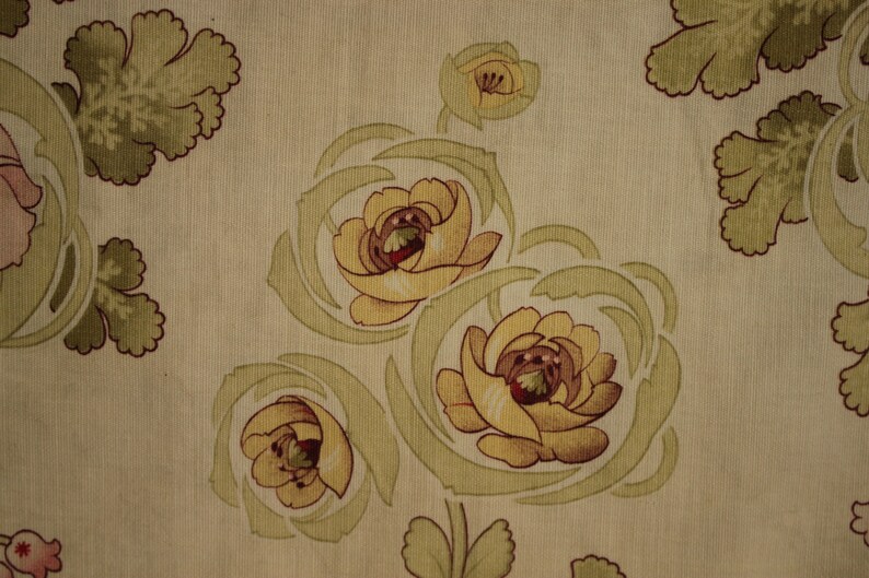French Floral fabric Art Nouveau circa 1900 flowers printed cotton fragment