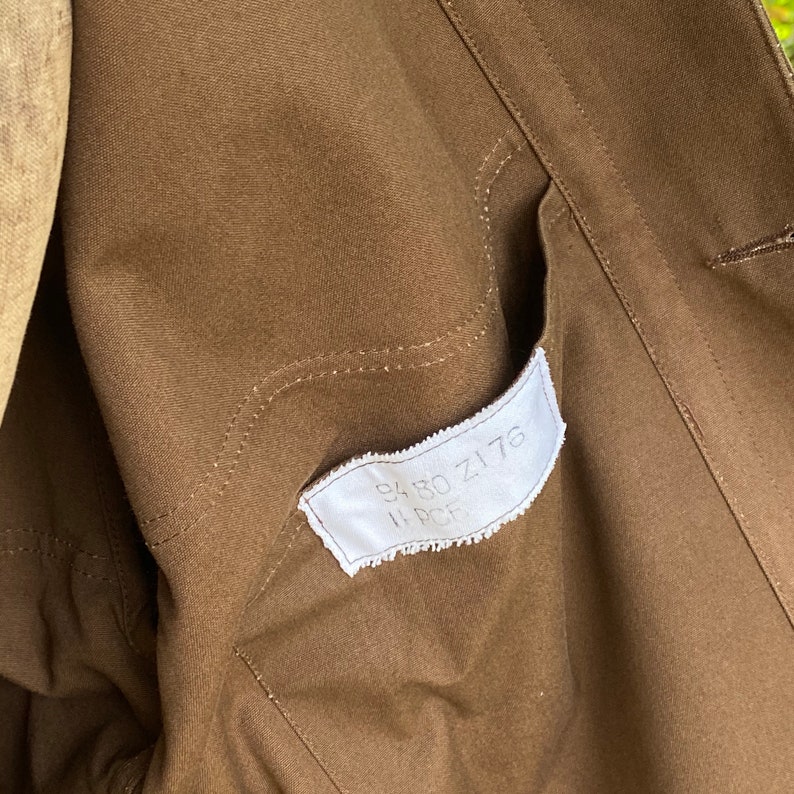 Vintage Canvas Jacket Heavy Brown Cotton Unused French Workwear