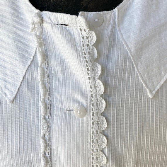 Vintage White Blouse French Cotton  crisp with la… - image 6