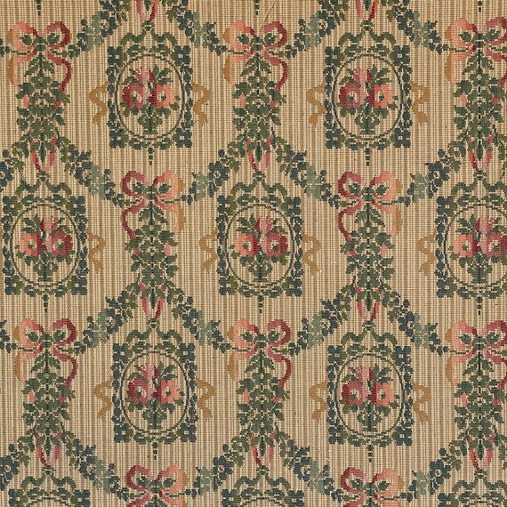 twentieth century fabrics テキスタイル Antique 1920's Brocade Jacquard Fabric Sample UNUSED Vintage