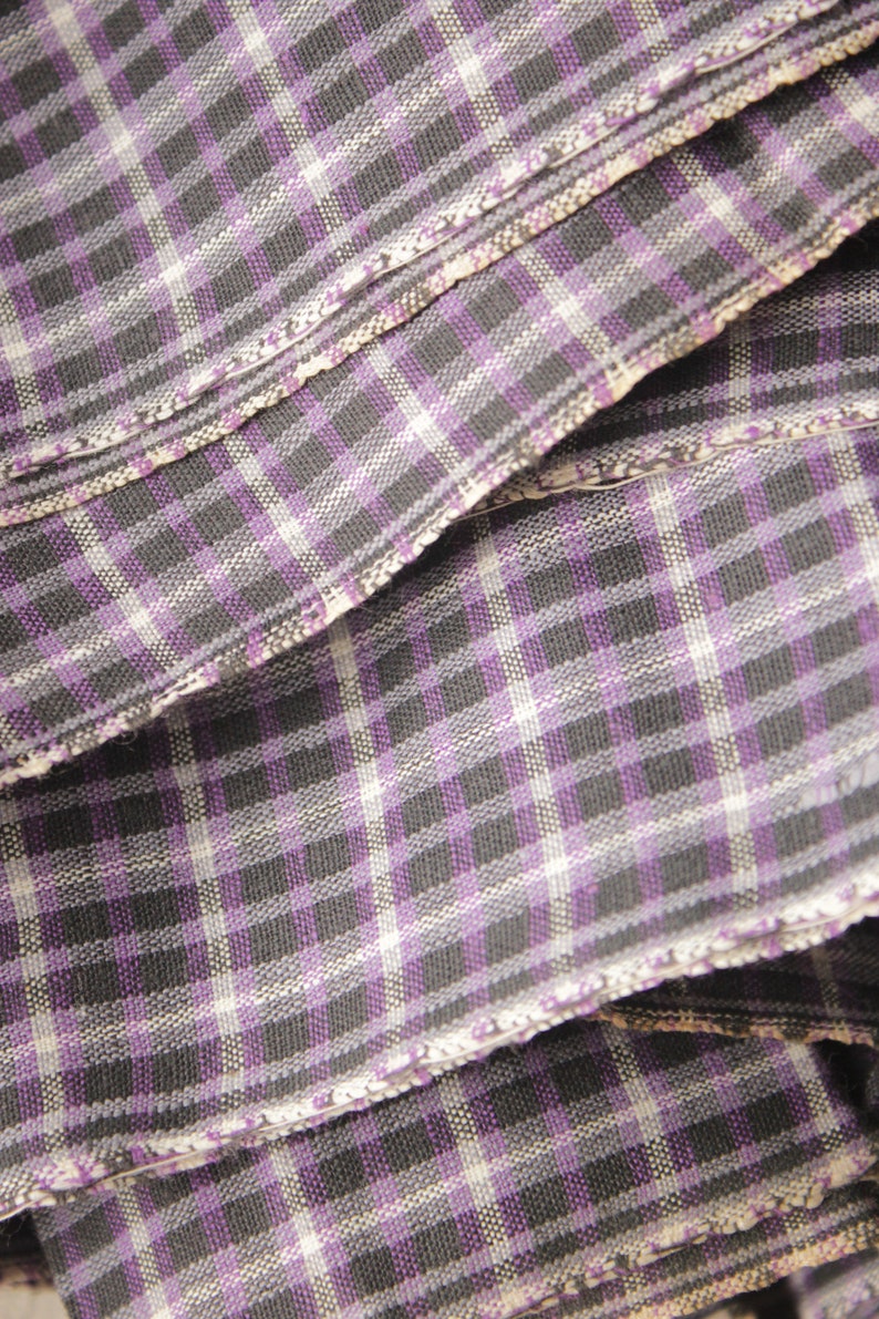 Purple Plaid Fabric French Antique Shirting Cloth by the Yard Etsy
