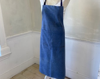 小物 30s-40s French Vintage Heavy Hemp Apron Vintage 1930s Apron French Faded Blue Cotton Denim Workwear