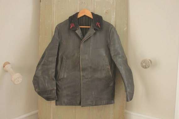 Vintage French jacket coat work chore wear black … - image 3