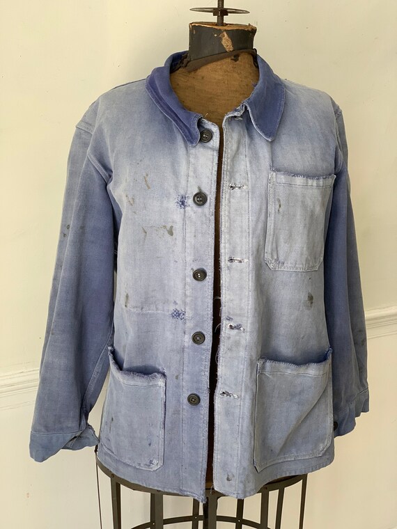 Vintage Jean Jacket French Blue Workwear Faded Ant