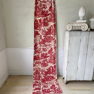 104X25 Colcha de cama antigua de Toile de Rouen, colcha de cama, funda de Chasse au sanglier + cuadros Vichy ecológicos