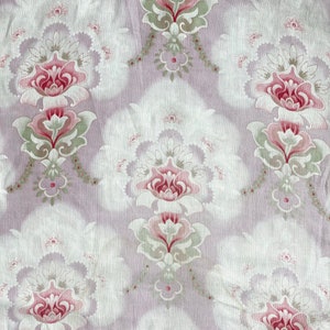 Art Nouveau fabric material old cotton upholstery pillows etc Pale pastels purple pink reds eco-friendly