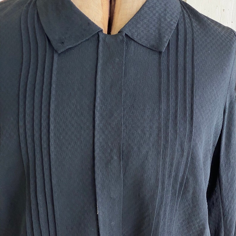 Black Wool Rayon Blouse Pleated Blouse Black Blouse Collared Shirt image 5