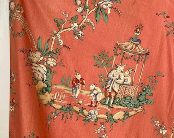 Vintage American Chinoiseries Chinoiserie Vintage Curtain wonderful design ( ONE OF SET )Unique window treatment eco-friendly