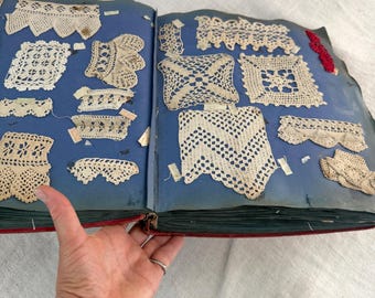 1890 464 samples !!  French Lace Sample Book Crochet Lace Album Textile Study Reference Needlework Collection Wall Art Handmade Napoleon era