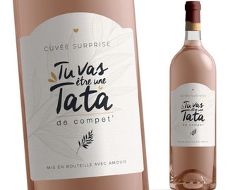 Etiquette bouteille tata - Tu vas être une tata de compet' - Manahia - Annonce tata, annonce naissance, grossesse, bientôt tata