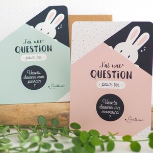 Lot de 2 cartes à gratter marraine et parrain - Lapin