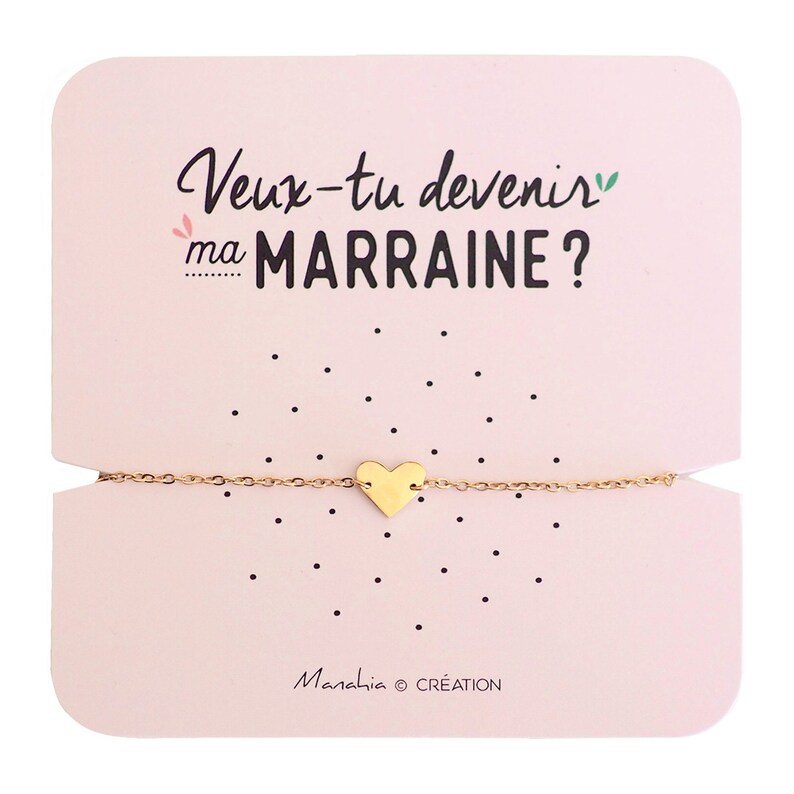 Bracelet marraine Coeur Veux-tu Devenir ma Marraine Livré avec boite cadeau Acier Inoxydable Demande marraine, annonce marraine image 2