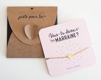 Bracelet marraine - Coeur - Veux-tu Devenir ma Marraine ? - Livré avec boite cadeau - Acier Inoxydable - Demande marraine, annonce marraine