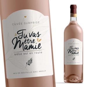Etiquette bouteille mamie - Tu vas être mamie - Manahia - Annonce mamie, annonce naissance, grossesse, bientôt mamie