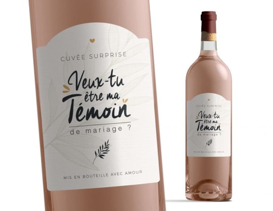 Etiquette bouteille ma témoin Veux-tu être ma témoin Manahia Annonce