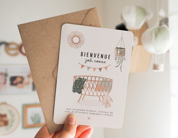 Carte Bienvenue Joli Coeur Etsy
