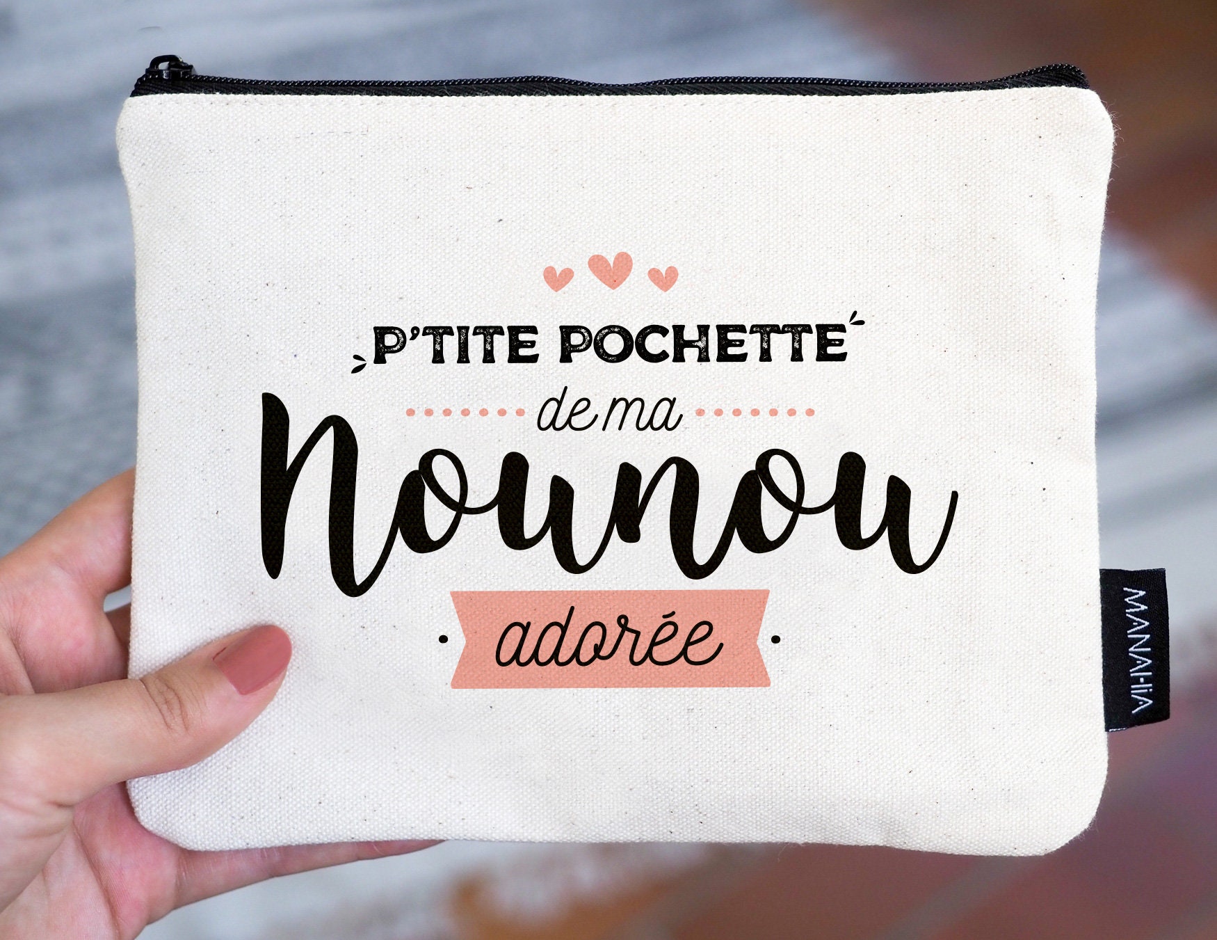 Pochette personnalisée Nounou en coton → My Pretty Little Store
