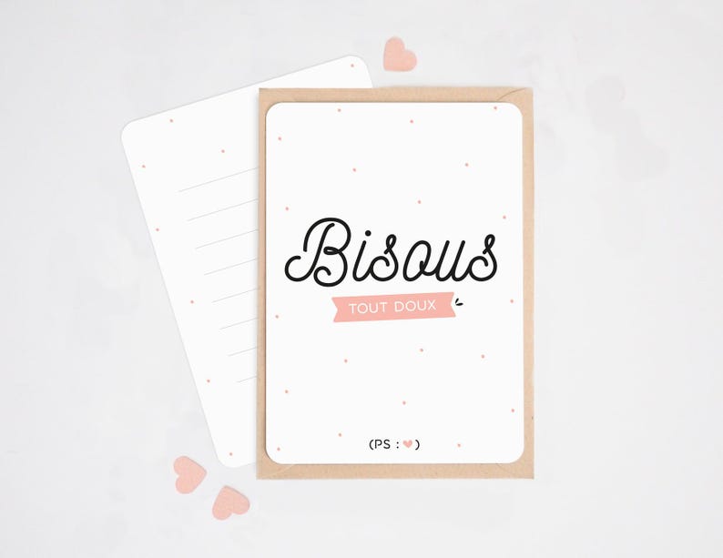 Carte Bisous tout doux, carte amour, Saint Valentin, carte drôle image 2