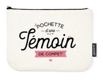 Pochette témoin - Pochette d'une témoin de compet' - Manahia - 100% coton - pochette témoin, cadeau témoin, evjf