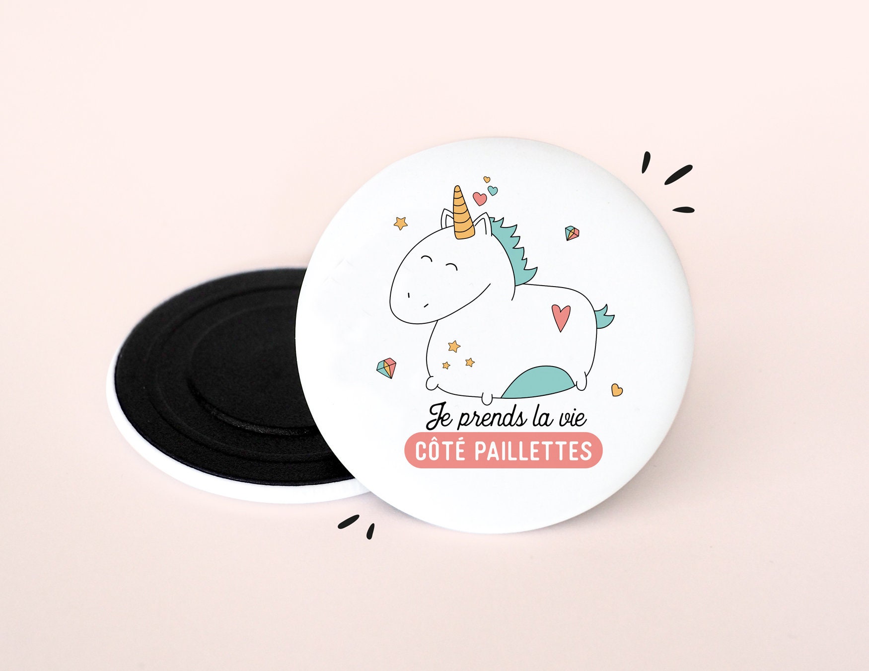 Magnet Licorne | Je Prends La Vie Côté Paillettes Cadeau Pour Copine, Meilleure Amie, Cadeau Licorne