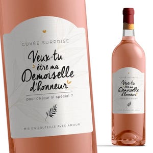 Etiquette bouteille - Veux-tu être ma demoiselle d'honneur ? Manahia - Annonce demoiselle d'honneur - Mariage - Cadeau demoiselle d'honneur