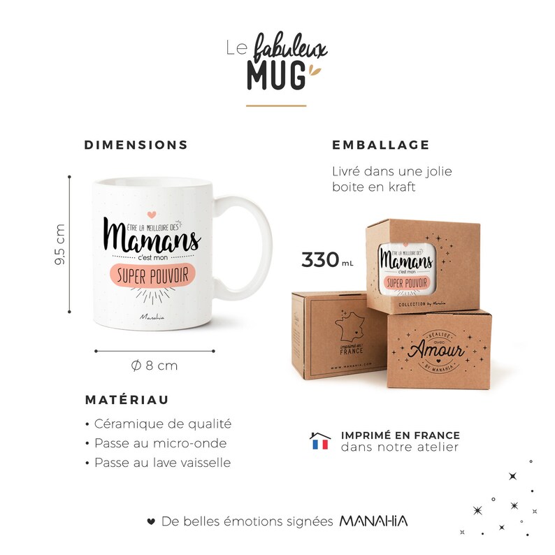 Mug maman Maman super pouvoir Imprimé en France Manahia Cadeau maman, tasse maman, fête des mères image 4