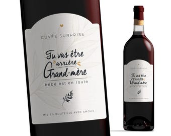 Etiquette bouteille - Tu vas être arrière-grand-mère - Manahia - Annonce arrière-grand-mère , annonce naissance - annonce grossesse