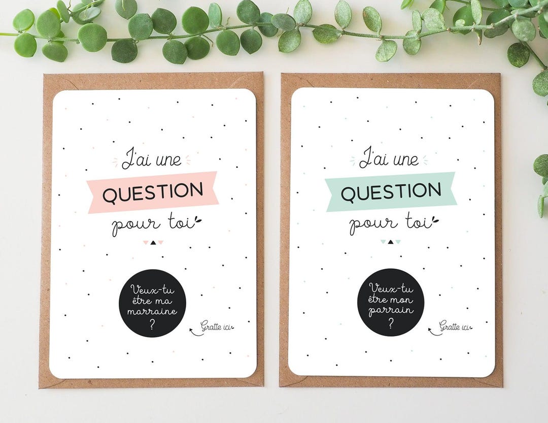 Lot de 2 cartes à gratter marraine et parrain - Etsy France