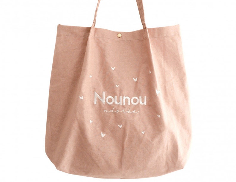 Totebag brodé Nounou adorée - Créateurs ETSY : Manahia