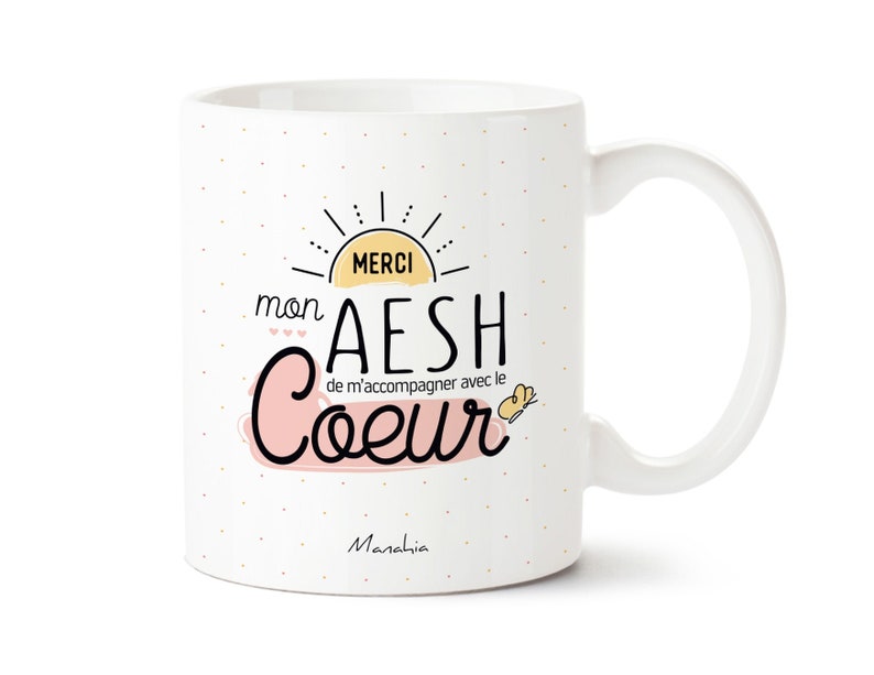 Mug AESH Merci mon AESH de m'accompagner avec le cœur imprimé en France Manahia cadeau aesh, tasse aesh, fête des écoles, noël AESH image 1