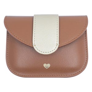 Porte monnaie - Cœur - Camel - Cadeau personnalisé coeur, porte-monnaie avec dorure