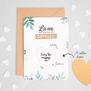 Manahia carte à gratter personnalisable - La vie est pleine de surprise - Annonce grossesse - demande marraine, témoin  - A personnaliser