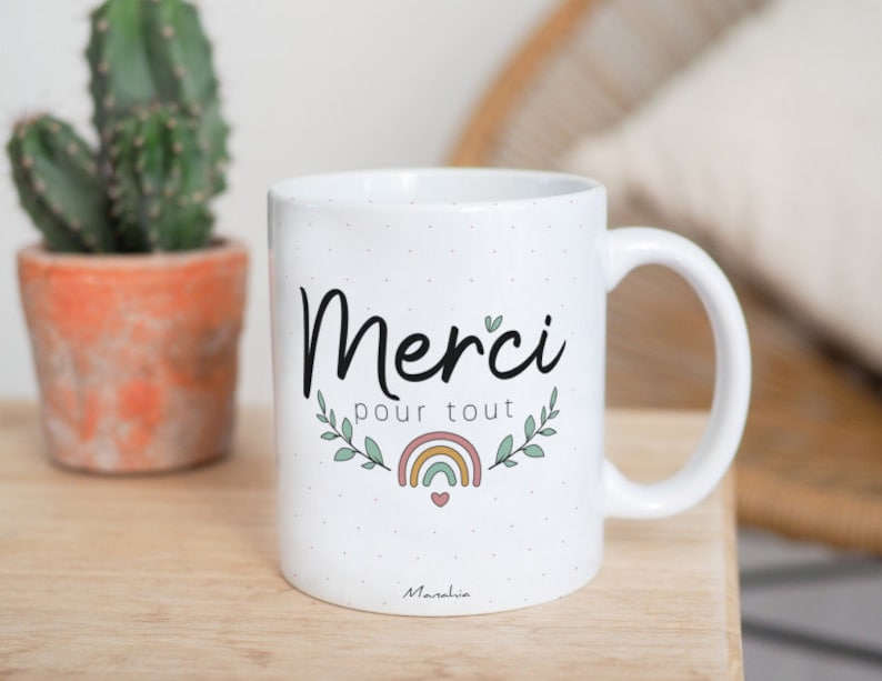 Mug merci Merci pour tout Imprimé en France Manahia Cadeau infirmière, tasse soignant, sage femme, cadeau voisin, cadeau merci image 5