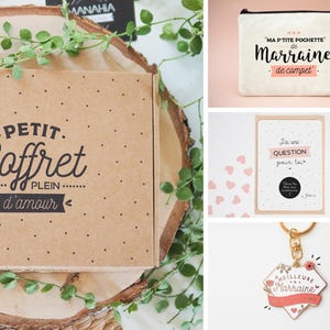 Coffret Marraine - Coffret C2 - Marraine de compet' - Manahia -Cadeau baptême, cadeau Marraine, annonce Marraine, cadeau Noël Marraine