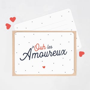 Carte Ouh les amoureux, carte Saint Valentin, Carte mixte, carte de mariage, cadeau saint valentin, cadeau mariage