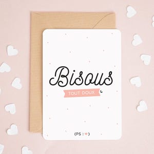 Carte Bisous tout doux, carte amour, Saint Valentin, carte drôle