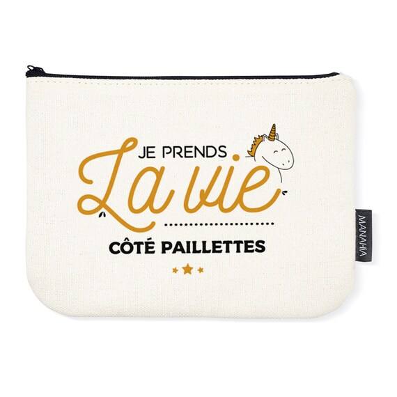 Pochette trousse licorne personnalisable