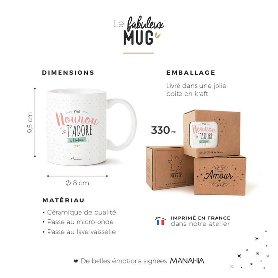 Mug Noël Nounou - Maîtresse - Atsem - Marraine - personnalisé - Cadeau de  Noël