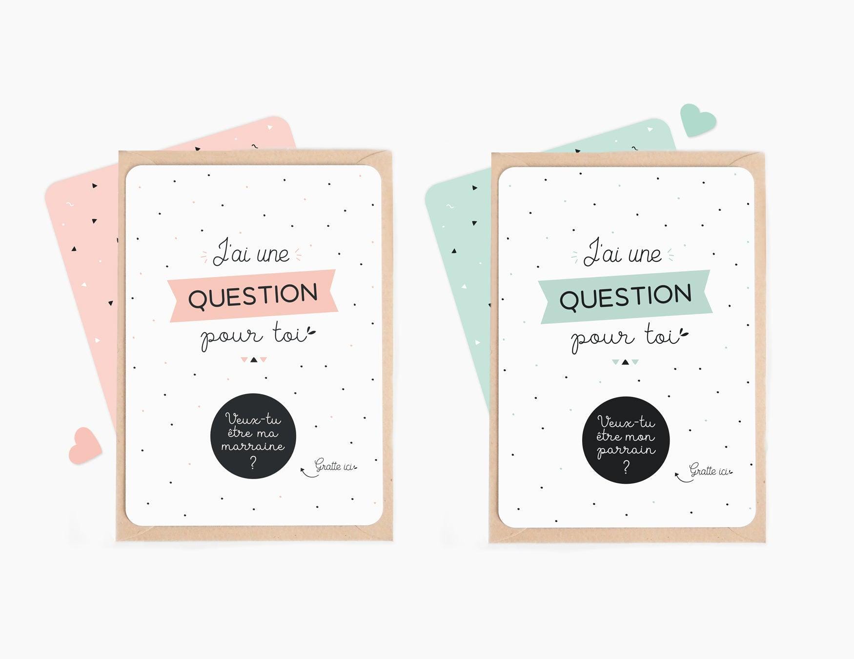 Lot de 2 cartes à gratter marraine et parrain - Etsy France