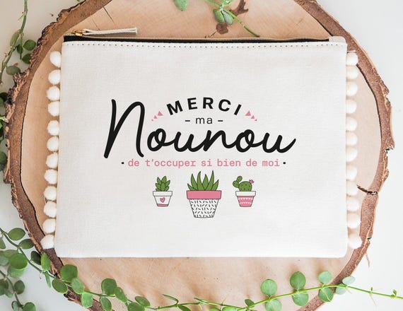 Pochette Nounou Avec Pompons Merci Ma Nounou De T occuper Si Bien De Moi Manahia 100 Coton Cadeau Personnalise Nounou Merci Nounou Etsy UK