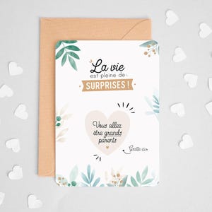Manahia Carte à gratter - Coeur - Vous allez être grands-parents - Annonce naissance, grossesse - futurs grands parents - bébé est en route