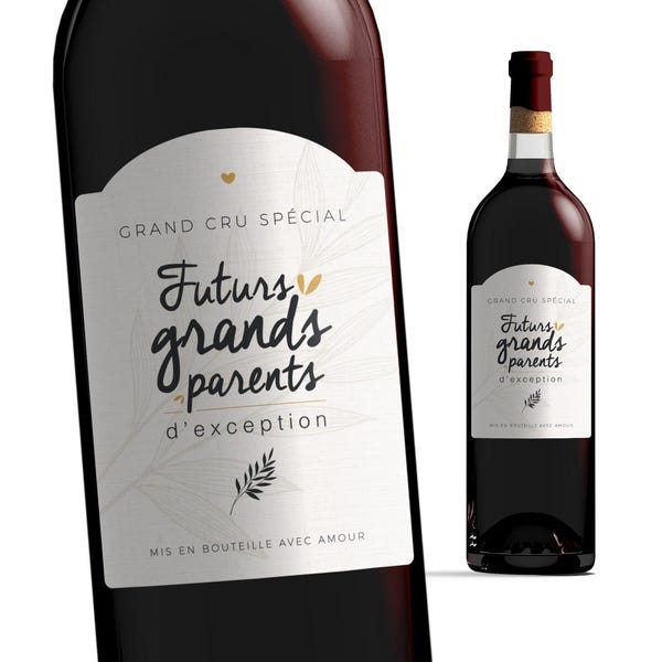 Etiquette bouteille grands-parents - Futurs grands-parents d'exception - Manahia - Annonce grands parents, annonce naissance, grossesse