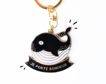 Porte-clés Je porte bonheur - Baleine
