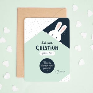 Carte à gratter parrain - Lapin - Veux-tu devenir mon parrain
